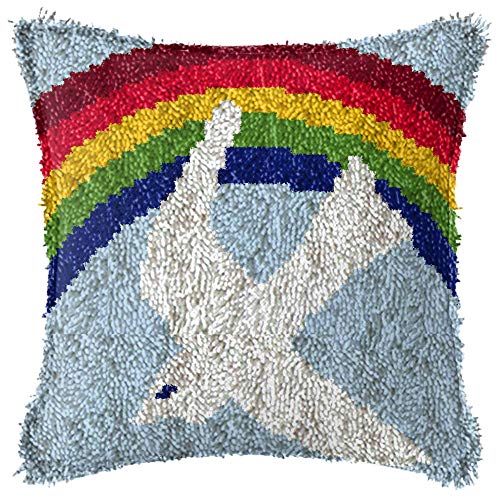 Kit taie d'oreiller à loquet colombe canevas broderie enfant et adulte 43x43cm