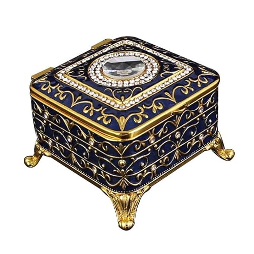 SBZIOJHDR Vintage jewelry box, Retro Metal Jewelry Box Enamel Necklace Storage Princess Accessory(Style1)