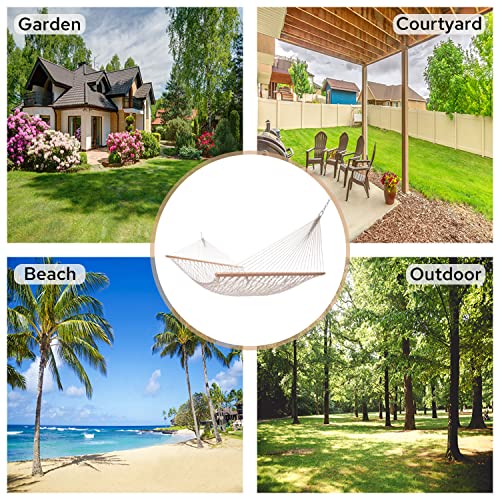 Glossday 13 Ft Rope Hammock, Outdoor Double Hammock For Large Woven, Cotton Rope Hammocks For Outside 2 Person, With Chains, Tree Hooks And Carrying Bag, 450 Lbs Weight Capacity #TOP5