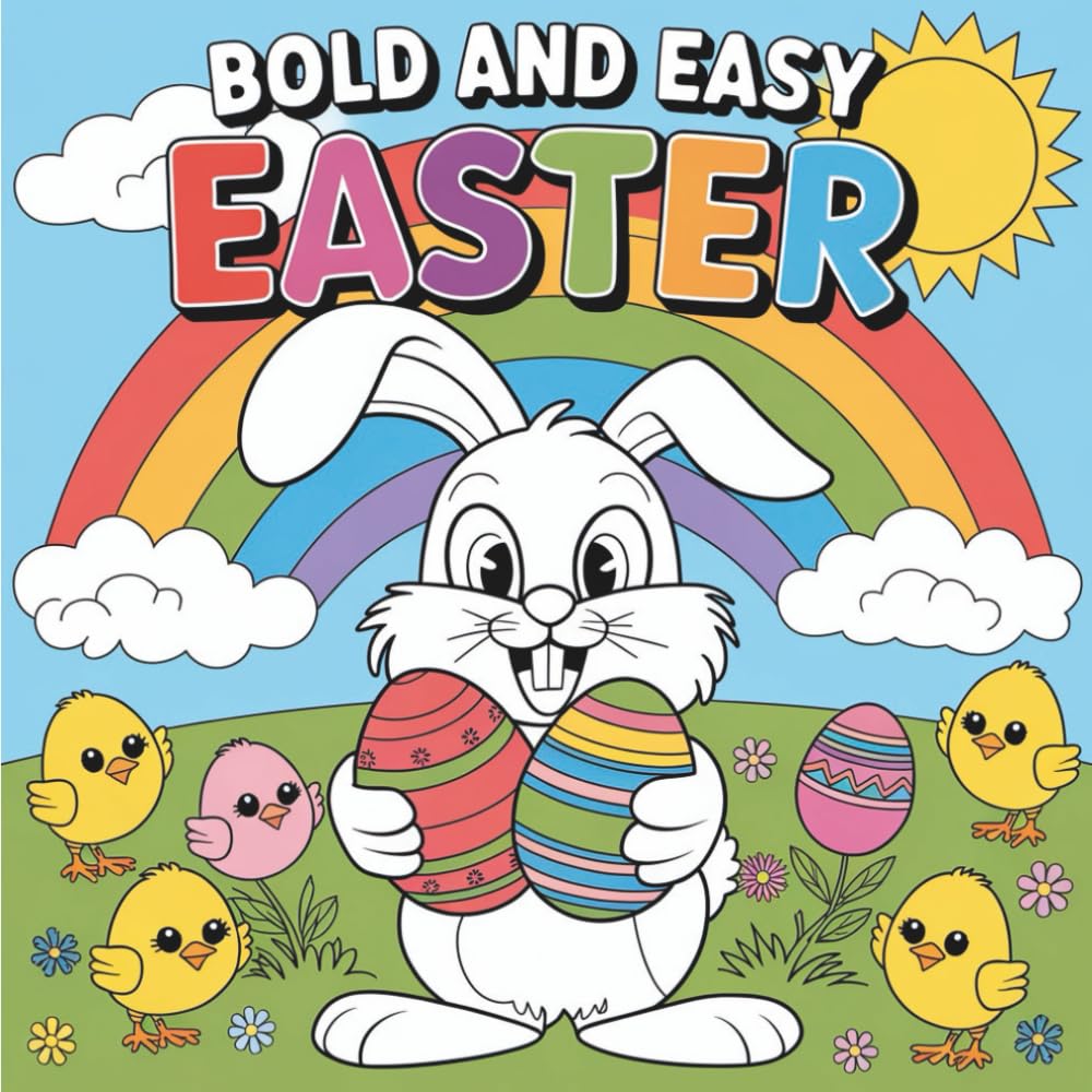Bold and Easy Easter Coloring Book: 55 Bold & Easy Easter Coloring Book Pages with Bunnies, Chicks, Eggs, Rainbows, & Springtime Fun (Bold & Easy Seasonal Coloring)