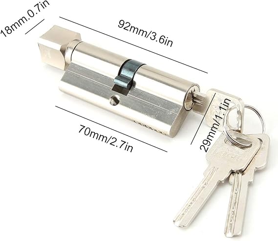 Door Lock Cylinder, 70mm Aluminium Door Lock Cylinder with 3 Keys for Home Security Easy to Install