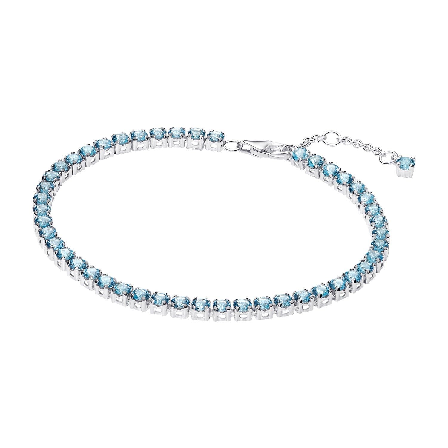 PANDORA Damen-Tennisarmband Hellblau Silber 591469C03
