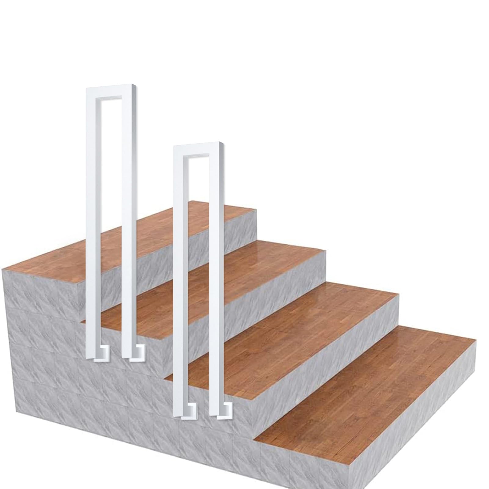 LWJSOCP Stair handrail Stair Handrail Mounting Kit - Porch Safety Handrail, Modern Side Mounted U Shaped Banister Railing for Loft, Villa, Corridor, Outdoor Garden - White Wrought Iron (Size : 35cm