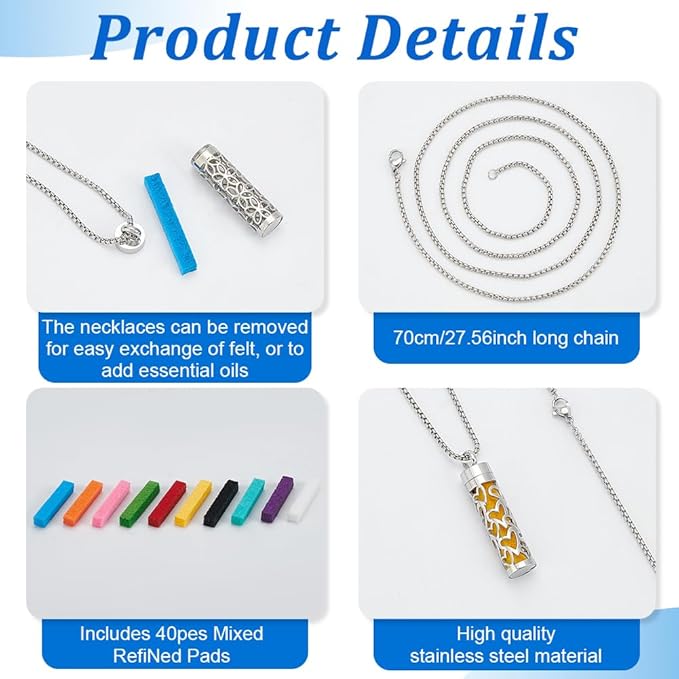 Difusor de Aceites Esenciales WEBEEDY 2 Collares con 40 Almohadillas miniatura 4