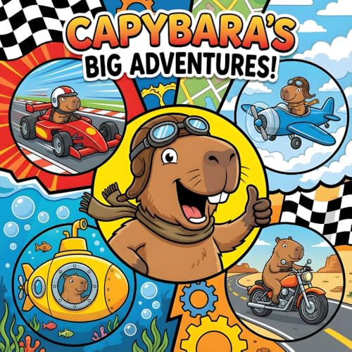 Capybara�fs Big Adventures: Bold and Easy Coloring Book: 50 Cute and Simple Capybara Designs with Thick Lines ? Fun Space, Sports