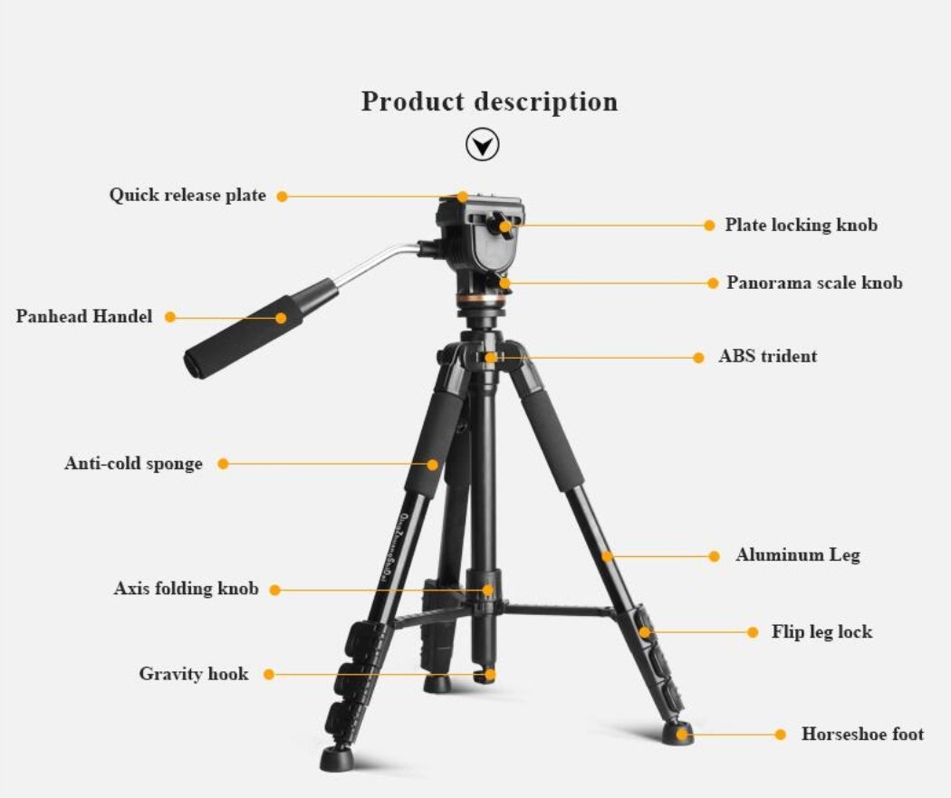 QZSD Q111S - Trípode de cámara digital digital digital para fotografía profesional portátil para viajes