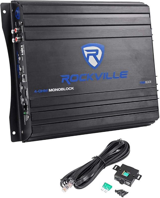 RVA600.1 Mono Car Amplifier, 1200W Peak, 200W Dyno-Certified RMS @ 4 Ohm, Class-AB, With Bass Remote, Perfect for Subwoofers and Car Audio | 1200W Peak/200W RMS at 4 Ohm, RCA Line Input/Output, High-Level Input, 10-50Hz Subsonic Filter, 0-12dB Bass EQ, Bass Knob