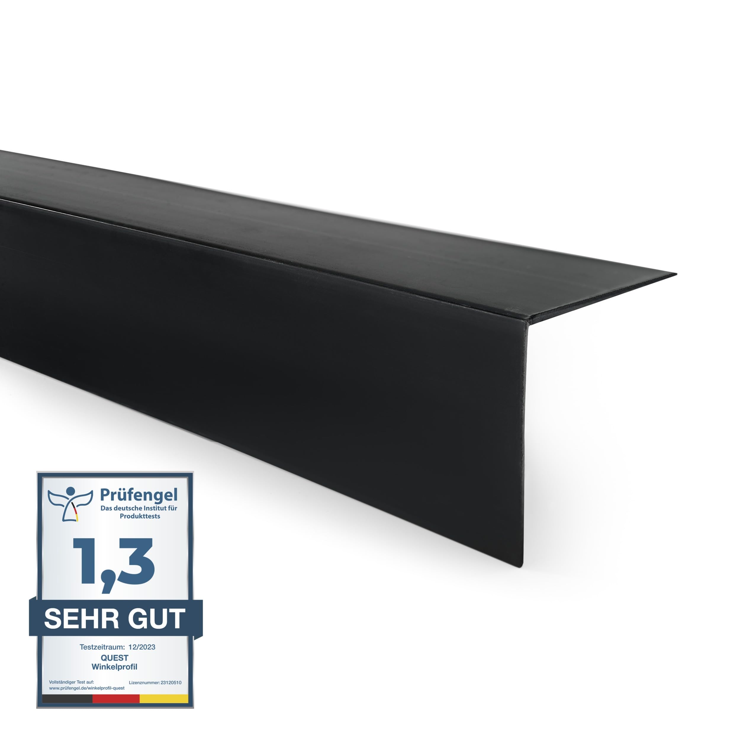 Quest PVC Kantenschutzwinkel - Ohne Klebeband - Kantenleiste und Eckenschutz - Eckleiste Winkelprofil - 15x15mm, 200cm, Schwarz