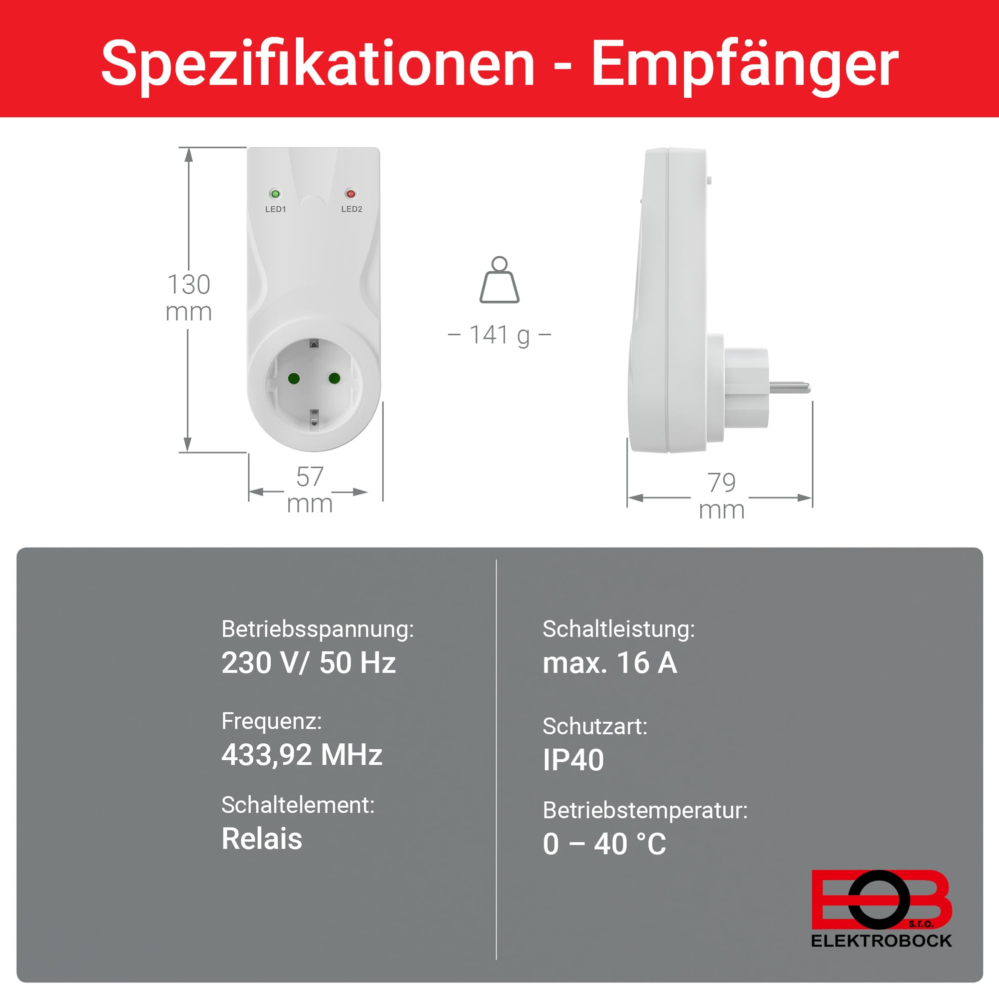 ELEKTROBOCK FRT7B3 Funk-Raumthermostat mit Standfuß | Überall hinstellen | mit Empfänger | 𝑳𝓐𝑵𝐆𝑳𝜠𝓑𝑰𝐆 | Große Reichweite | Für elektrische Heizung und Infrarotheizung, Weiss