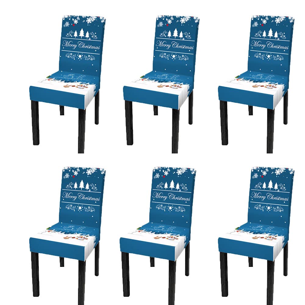 Housse de chaise de salle à manger bleue extensible et amovible pour dossier haut