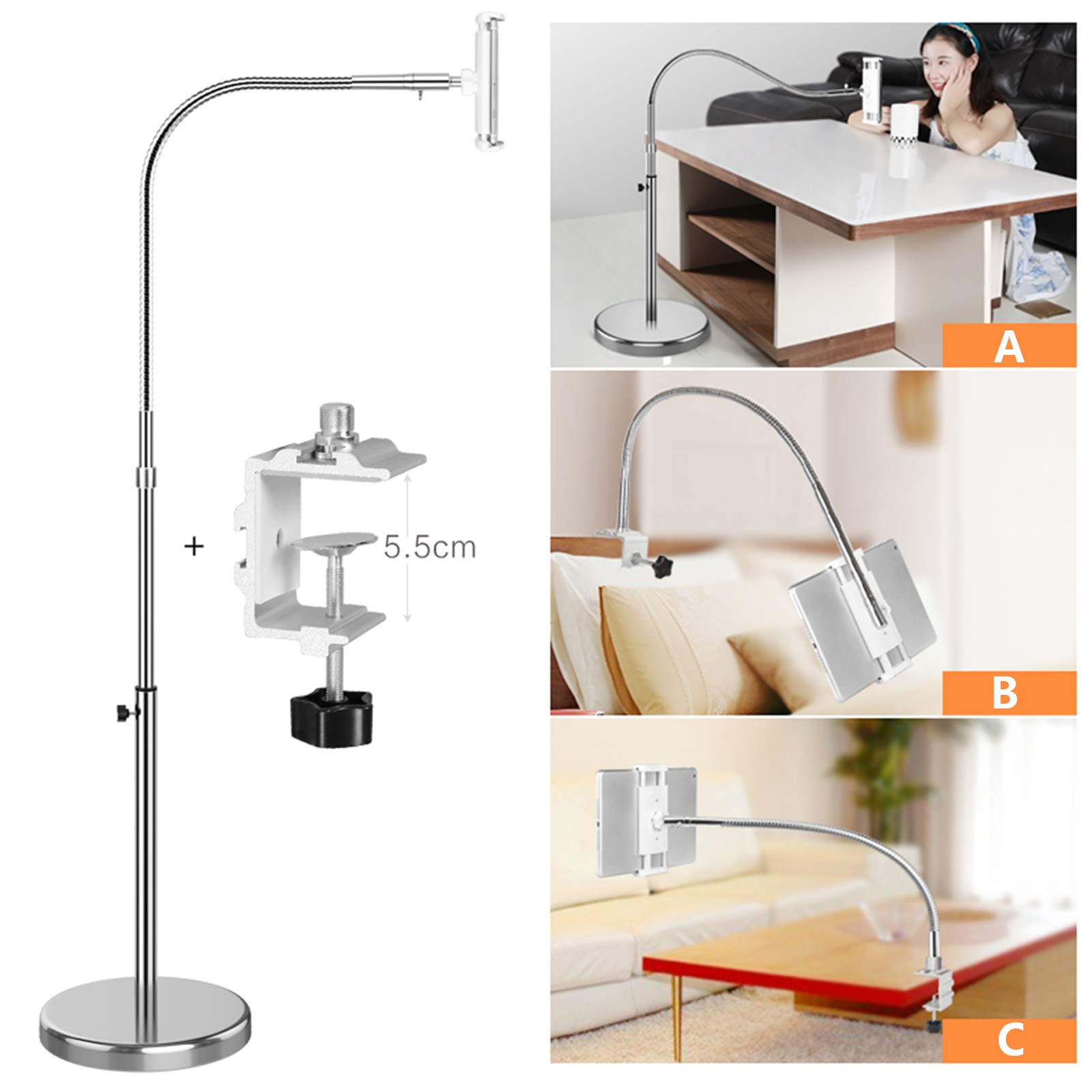 Soporte Móvil Universal Soporte Diseño Ergonómico, Ajuste de Altura Telescópico, 360 Grados, a Voluntad para Teléfonos Móviles y Tabletas Dentro de 4-13.5 Pulgadas