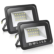 EXTRASTAR Faretti a LED per esterni 20W Potenti luci a LED per esterni IP65,Luce Bianca Fredda 6500K di sicurezza per terrazza, giardino, patio, parco, garage,2 Pezzi