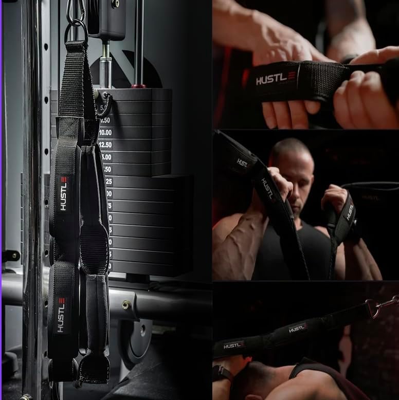 Miniatura 6 de Hustle Athletics Accesorios de cable de cuerda de tríceps para uso en el gimnasio, equipo de gimnasio perfecto para el hogar, accesorios de