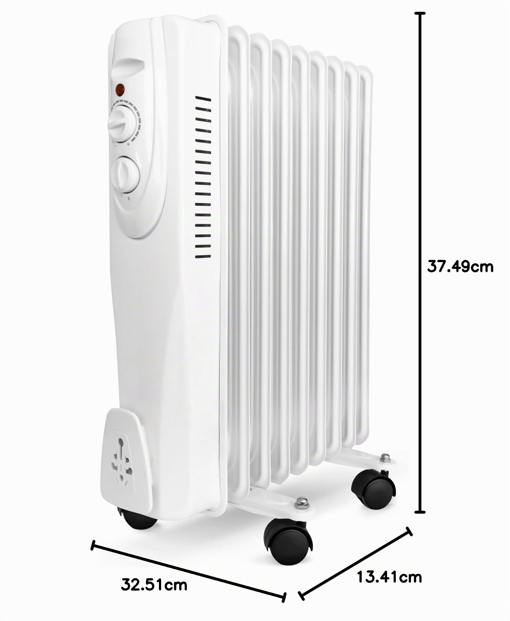 UNIVERSALBLUE Calefactor Eléctrico de Aceite Bajo Consumo | Radiador Aceite Blanco 1500W | 9 Elementos Calefactores | Silencioso | Sistema de Seguridad | Termostato Ajustable