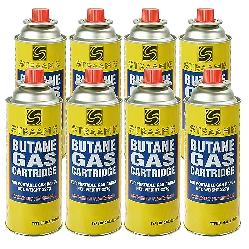 Straame Camping-gas, Gas-Bottles for Camping Stove, BBQ, Heaters, Blowtorch, BBQ, Gas-Weed Burner - Outdoor Camping Must Have, Safe and Easy to Use – Portable (Pack of 8)