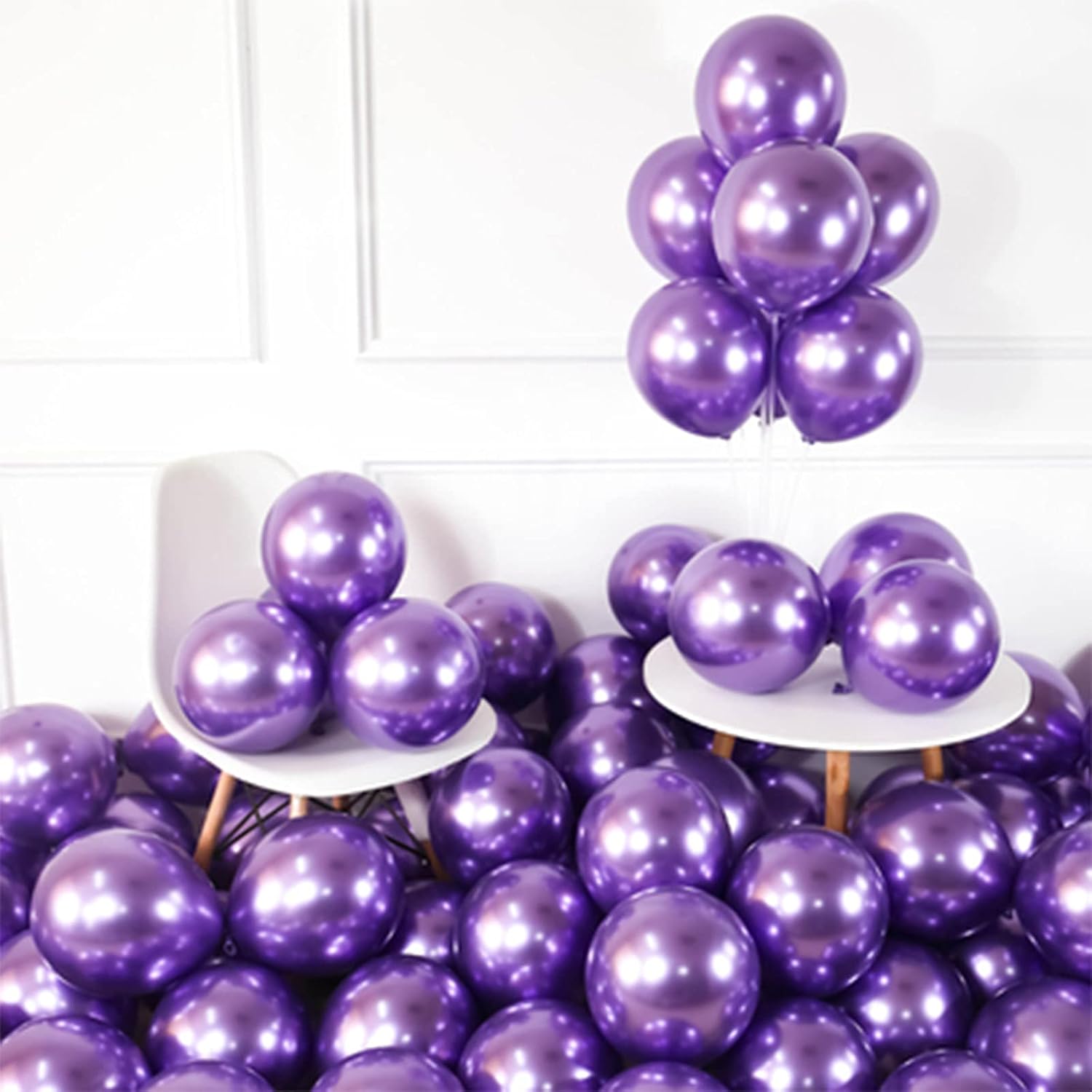 100 Pcs 5 Inch Mini Metallic Purple Balloons, Romantic Chrome Balloons for Baby Shower Birthday, Wedding, Engagement