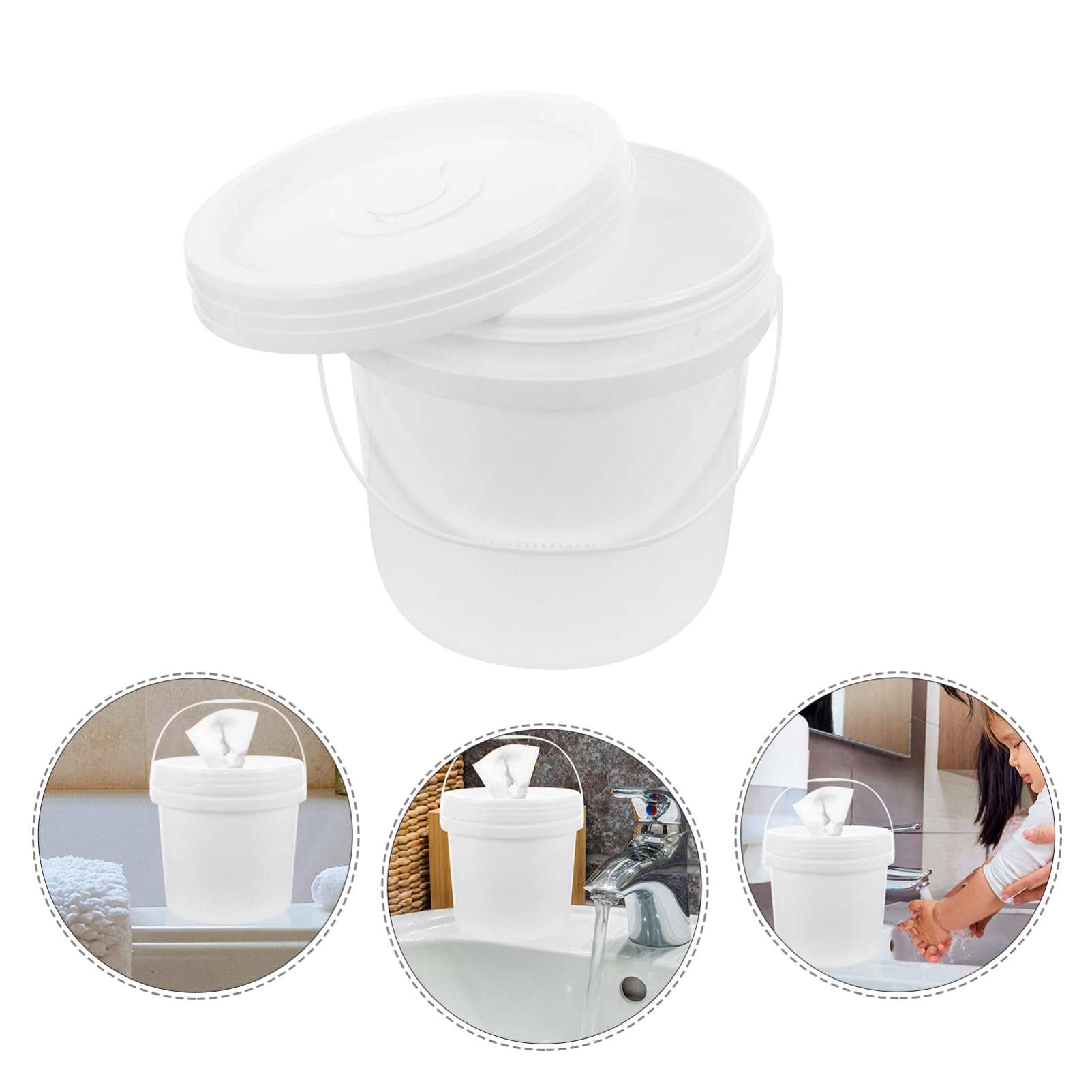 Mipcase Dispenser da Bianco e la Plastica di Umidificate Salviette in Pratico 5l, Contenitore Leggero Conservazione di Salviette Igienizzanti in Casa e Auto