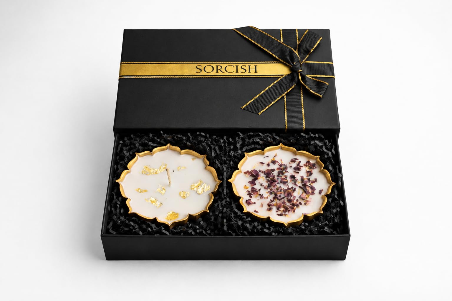 Luxury Urli Candle Set of 2 – Rose & Gold Musk Fragrance | Handcrafted Decorative Scented Candles with Dried Petals & Gold Foil | Home Décor & Gifting-image-1