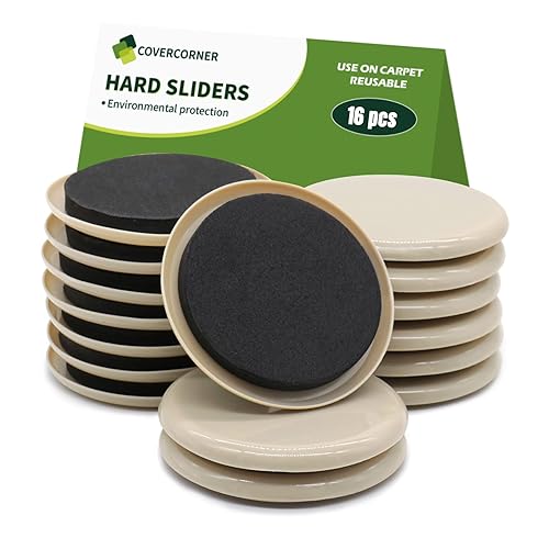 COVERCORNER Furniture Sliders for Carpet 16PCS - 3 1/2 inch