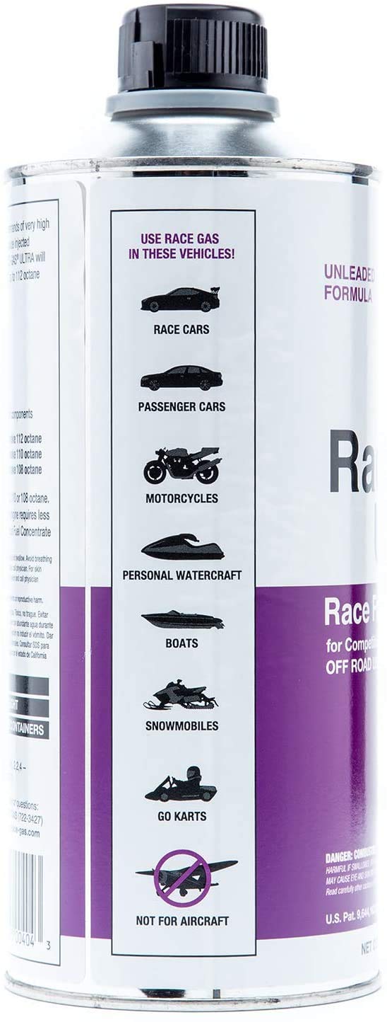 RaceGas Ultra 200032 Premium Unleaded Race Fuel Concentrate Increases Gasoline Up to 112 Octan, 6 Pack