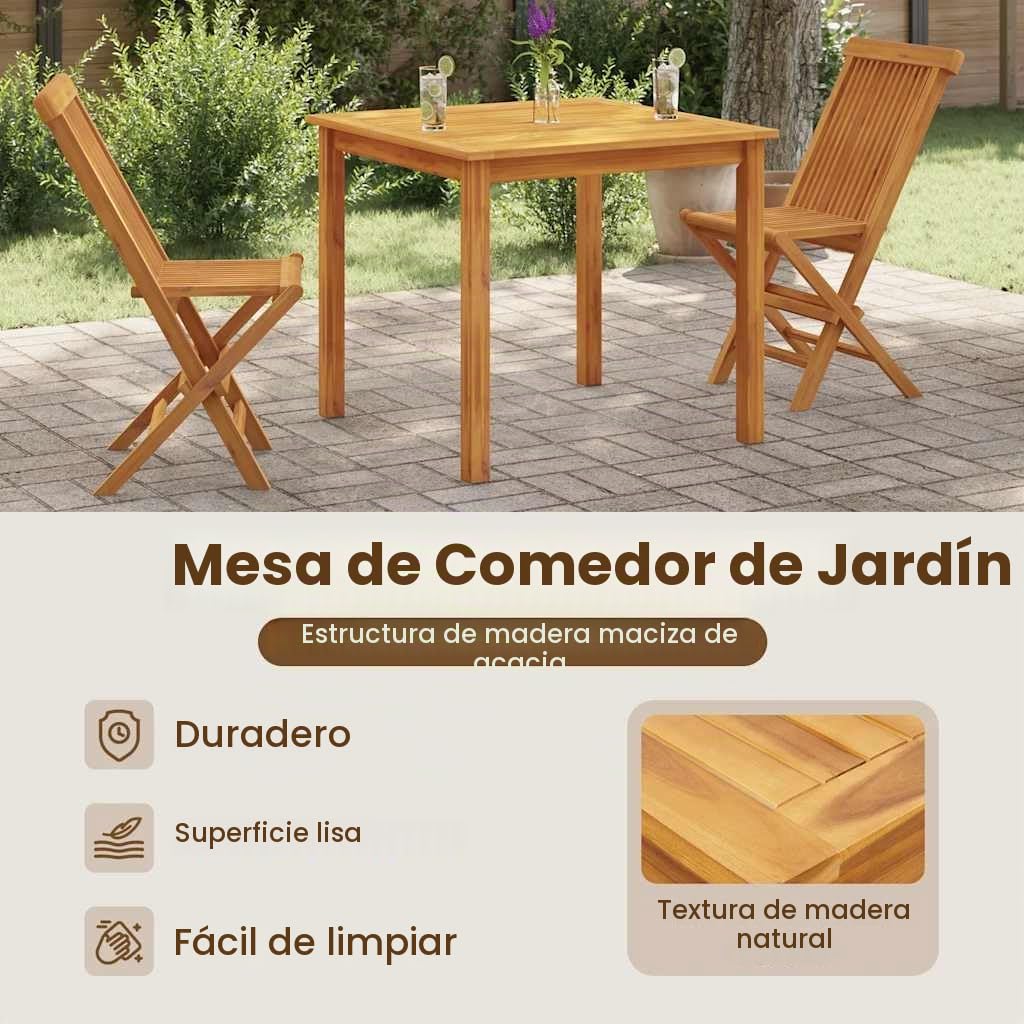 vidaXL Mesa de Jardín Patio Exterior Aire Libre Decoración Mueble Restaurante Comedor Tablero Balcón Cocina Madera Maciza de Acacia