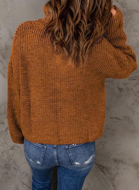 Dokotoo Womens Sweaters Long Sleeve 1/4 Zip Pullover Polo V Neck Dressy Casual Tops