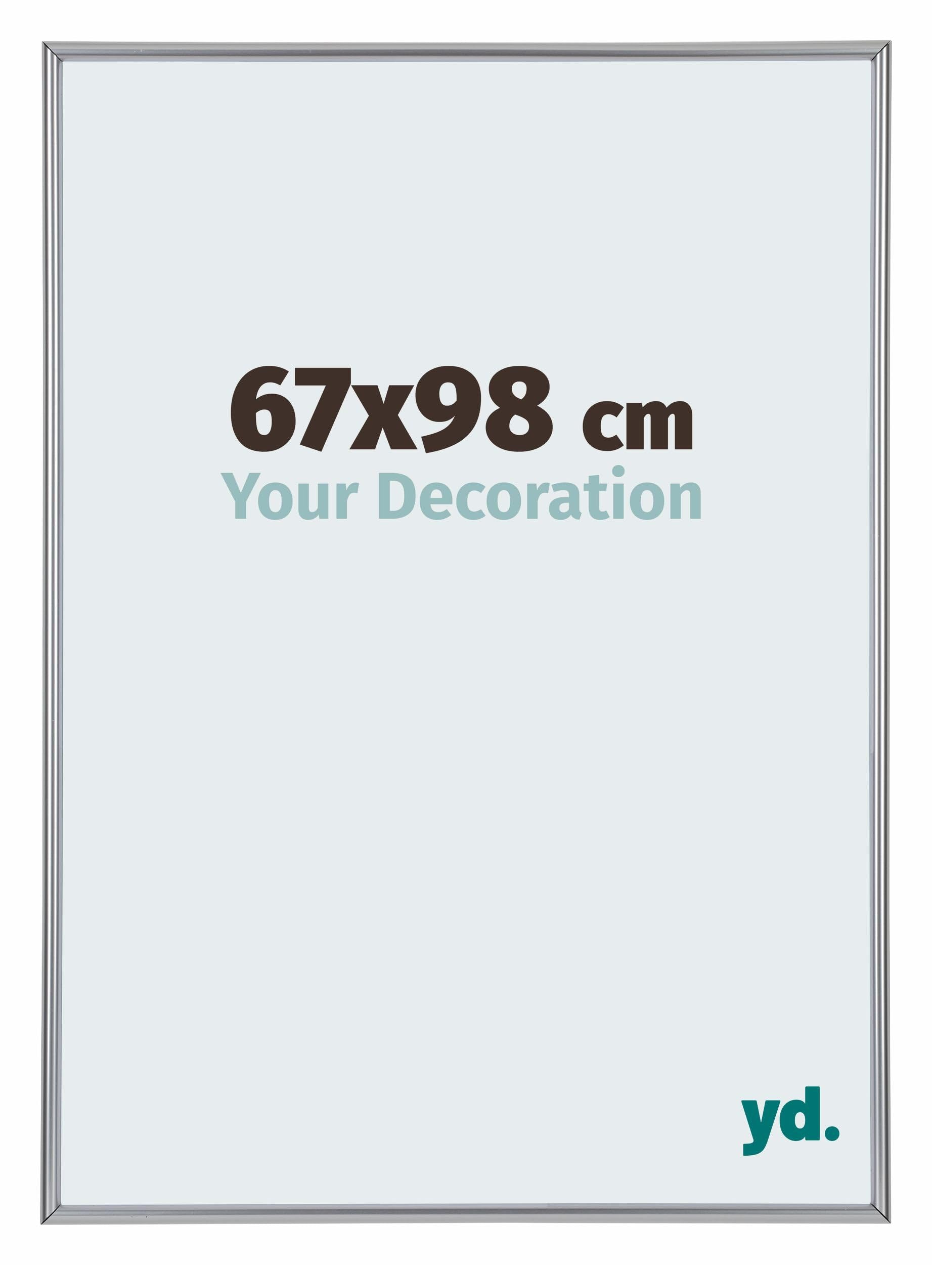 Your Decoration - Picture Frame 67x98 cm - Silver High Gloss - Decorative Wall Frame in Plastic with Antireflection - Frame 67x98 - Annecy
