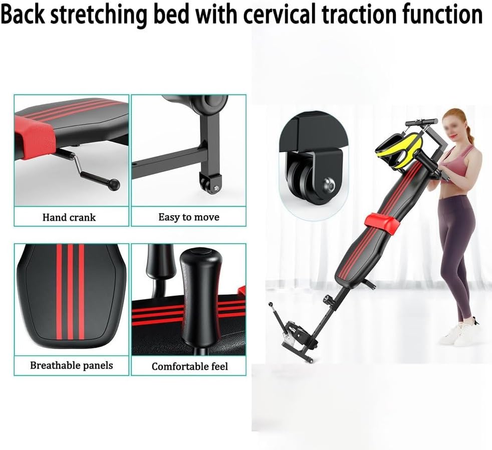 Neck Stretcher, Cervical Traction Back Stretch Bench, Adjustable Back Stretch Machine, for Lumbar and Spine Traction Stretching and Body Relaxation
