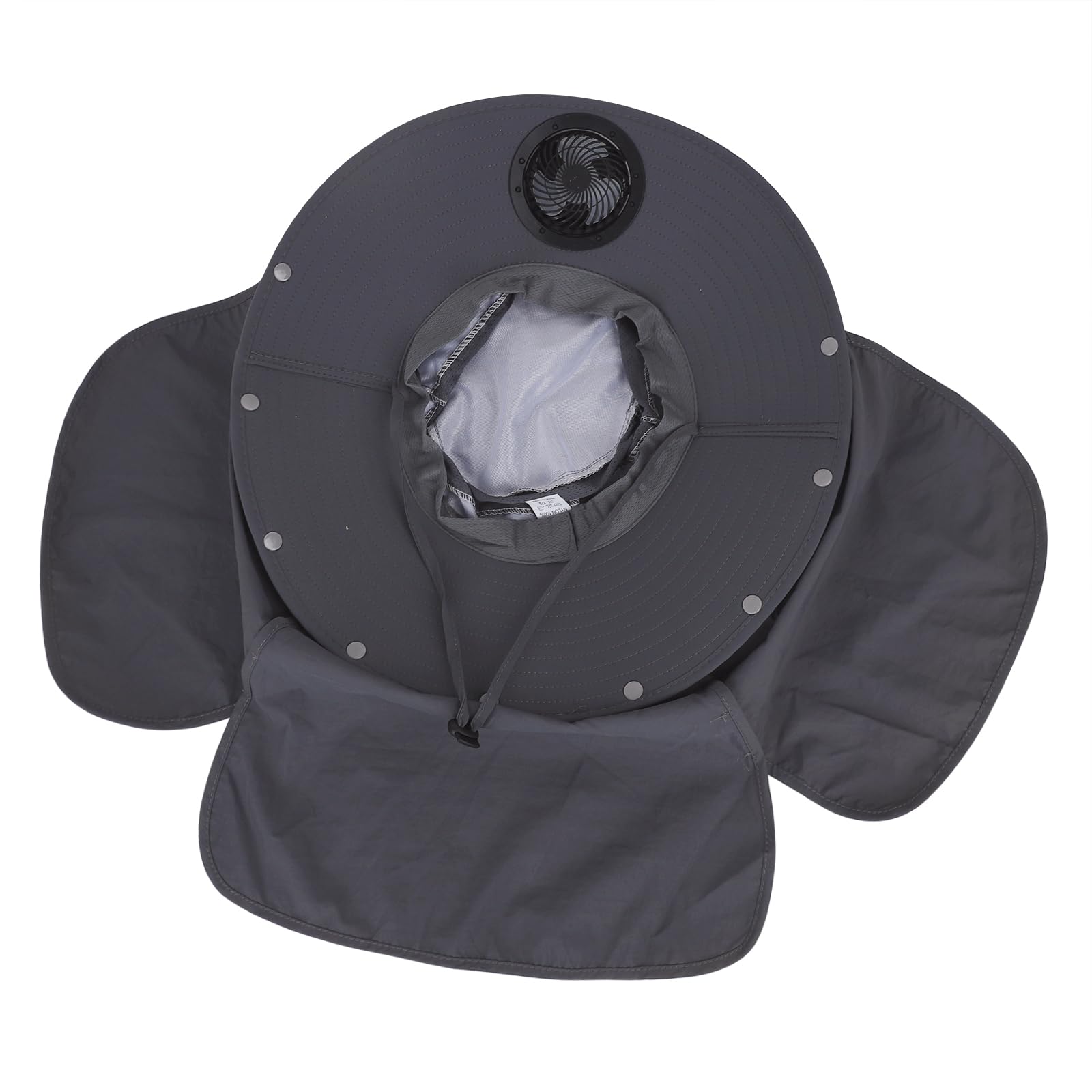 RUIXIA Chapeau de Soleil à Large Bord avec Ventilateur Solaire pour Homme et Femme Chapeau de Pêche avec Protège Nuque Amovible Bob Protection UV Chargement Solaire et USB
