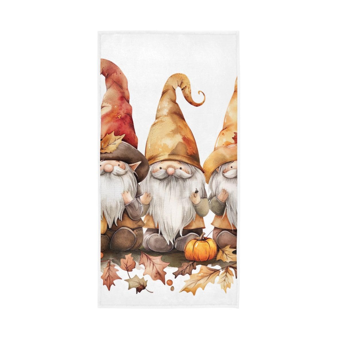 HUYGD Cute Autumn Gnomes on White Hand Towels, 15 x 30 Inches, Soft Highly Absorbent Towels for Bathroom Gym Hotel