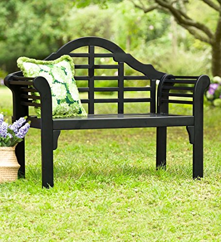 Plow & Hearth 62A79-Bk Lutyens Eucalyptus Wood Garden Bench, Black #TOP1