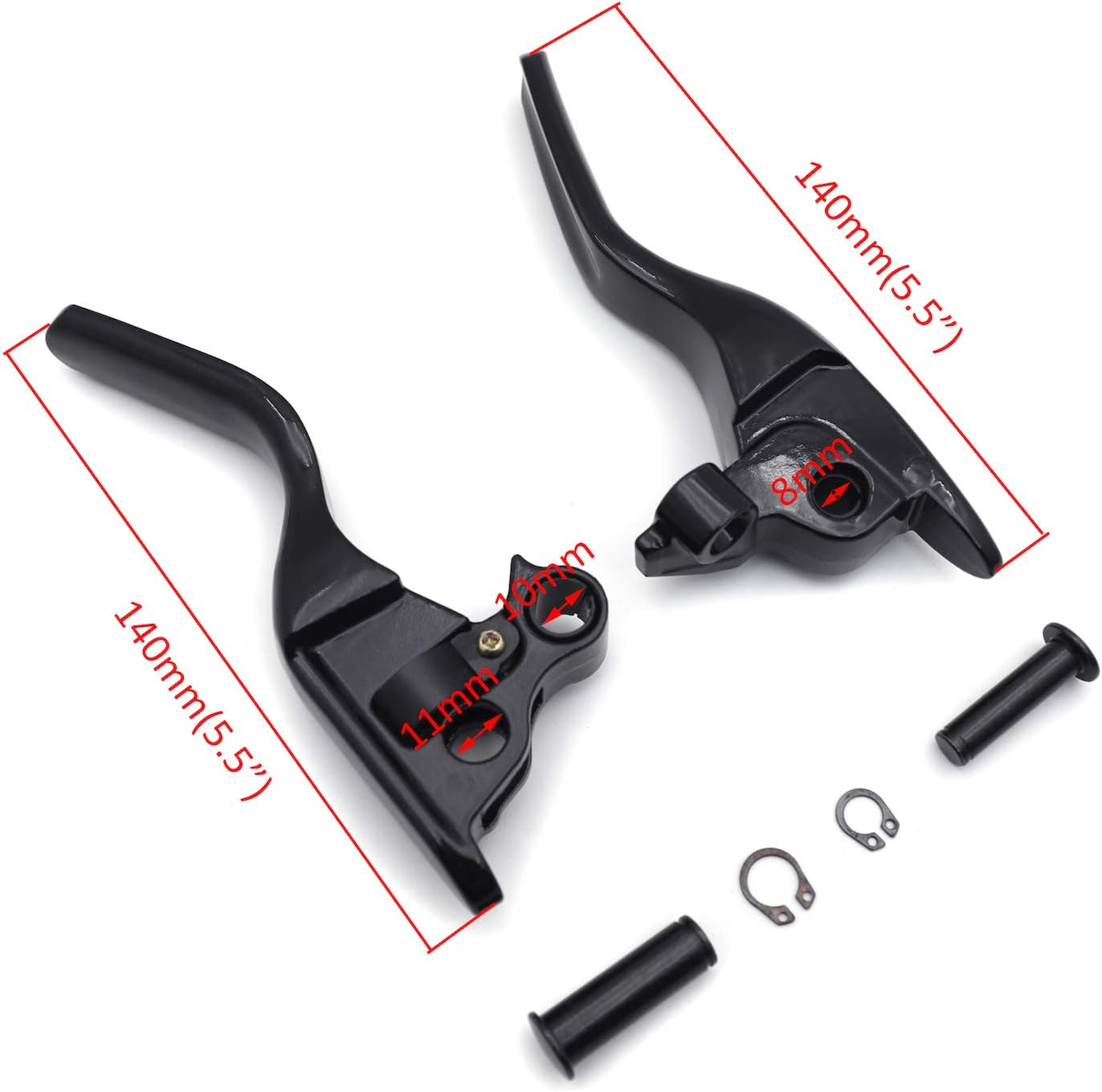 HongK- 1 Set Black Brake Clutch Short Hand Levers Compatible with H-D 2008-2013 Touring Trike Motorcycle Aluminum Replacement [P/N: MT241-026ST-BK]