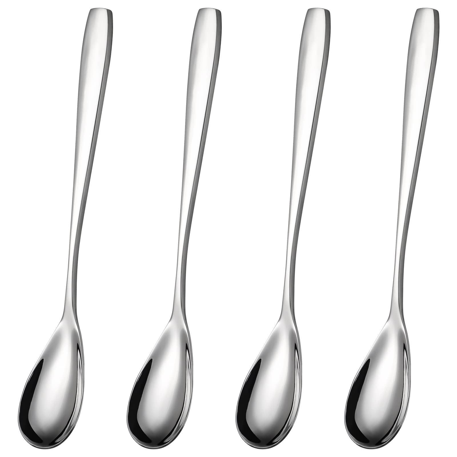 Boiled Egg Spoons Set of 4 Espresso Spoons Small Spoons for Tea Coffee Dessert (4 Stainless Steel Egg Spoons)