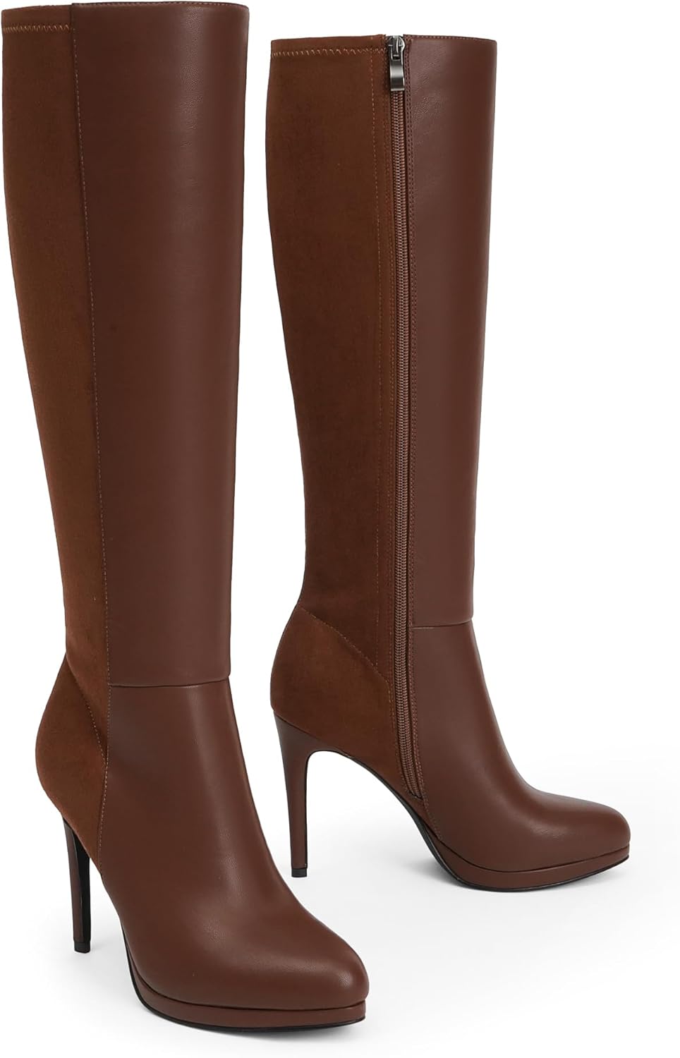 Modatope Knee High Boots Women Pointed Toe Stiletto Heel Fall Tall Boots Elastic Leather Long Boots Side Zipper - Image 3