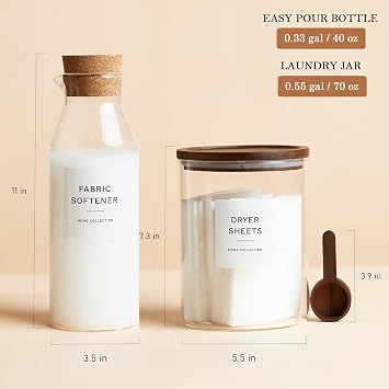 Powder Laundry Detergent Container, Glass Laundry Room Organization Jars