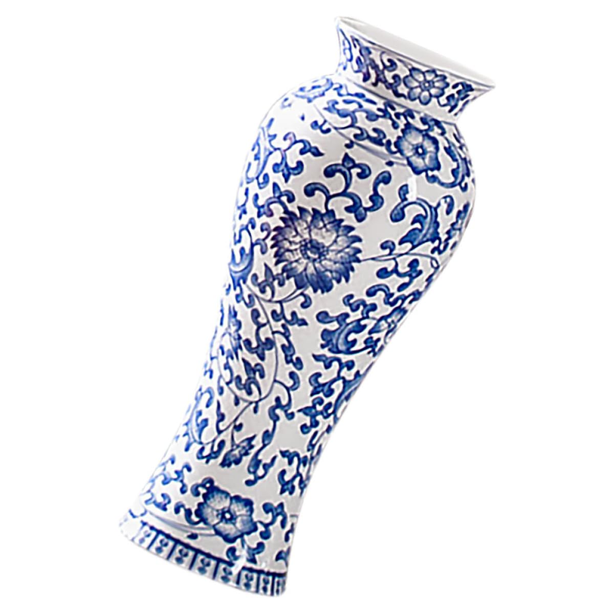 Vase en céramique bleue et blanche pot fleurs séchées porte-fleurs intérieur décoration salon