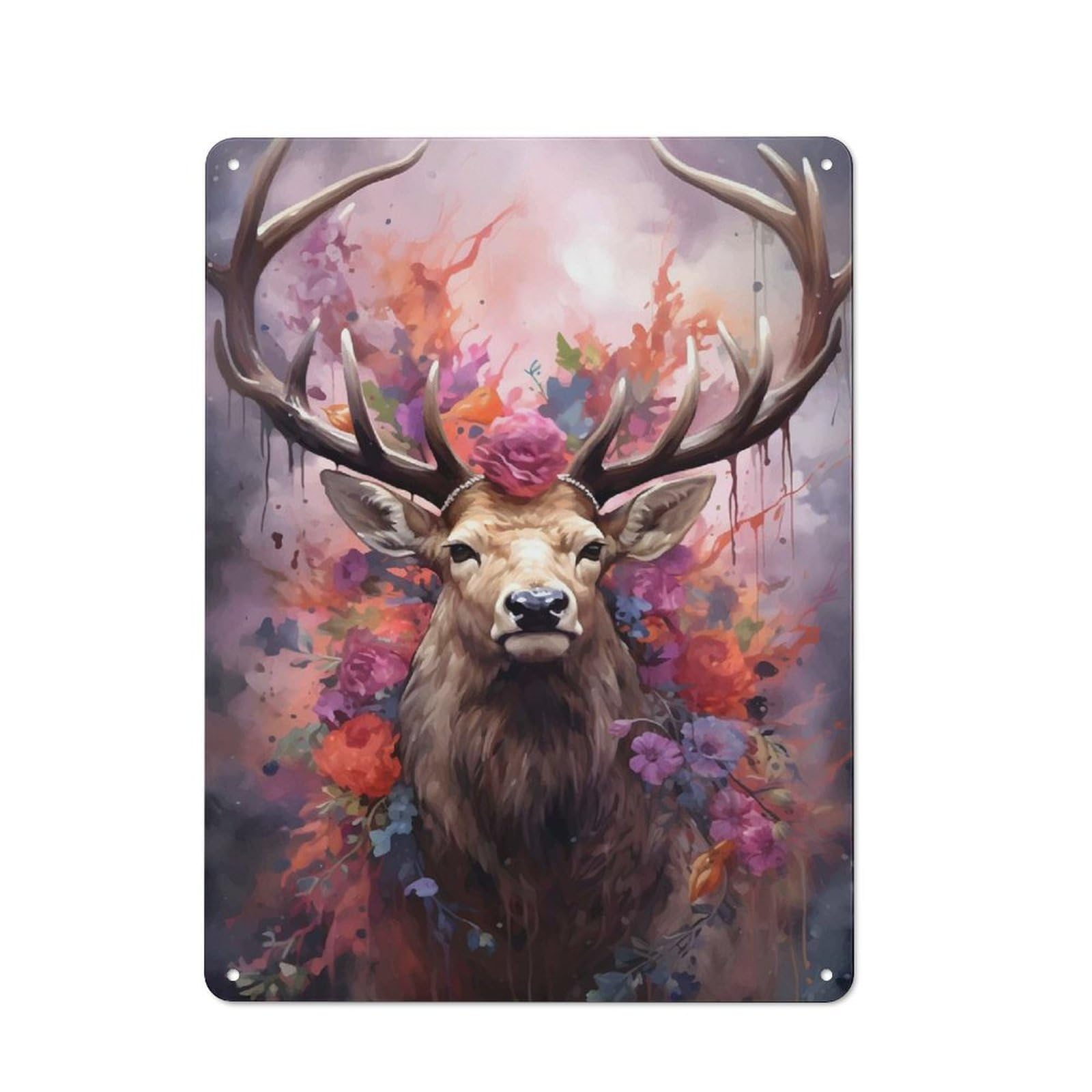 Junmoney Style-13 Tin Wall Sign With Elk The Royal Beaute Design 40X30cm, Classic Kitchen Wall Decor For Restaurant, Kitchen, Counter Or Breakfast Nook