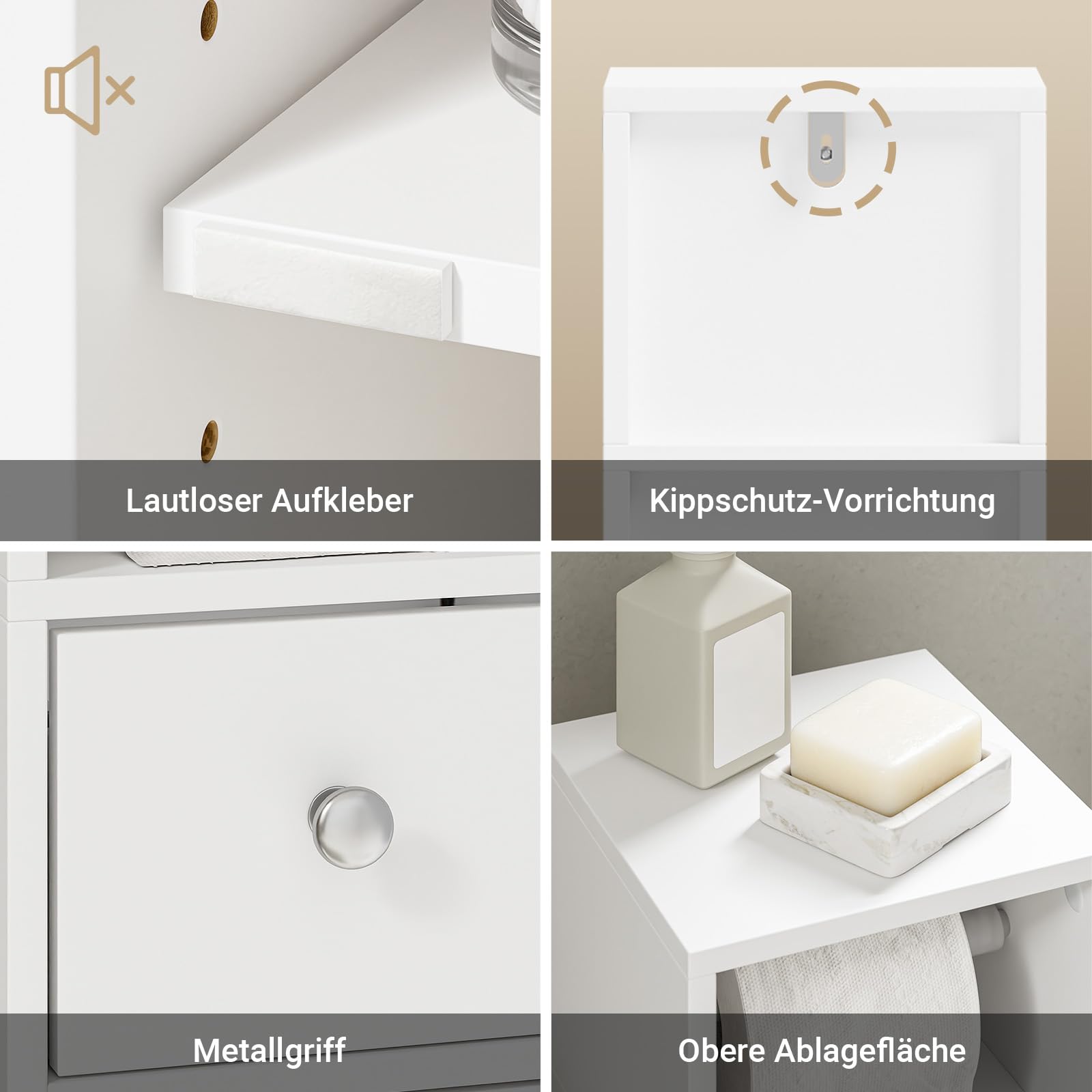 SoBuy Badezimmerschrank Schmal 20cm mit Rollenhalter für Bad & WC