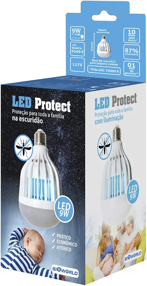 BioWorld Led Protect Lâmpada Led Com Exterminador De Pernilongos - 220V