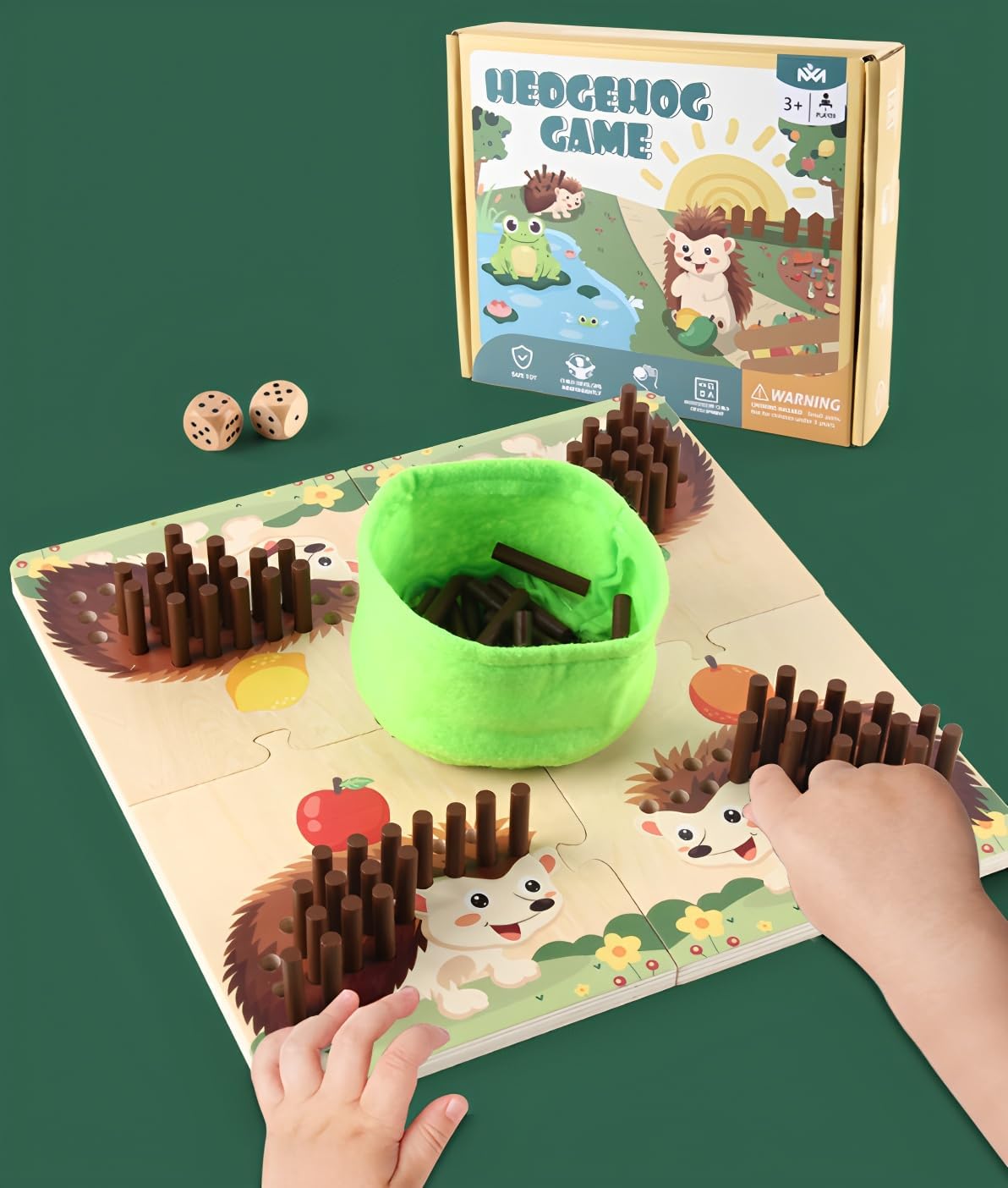 Hedgehog Stacking Toy Wooden Montessori for 3-4 Year Olds - Unisex Learning Game, Sensory Stacker Kids Birthday Gift (Puzzle Hedgehog Toys)