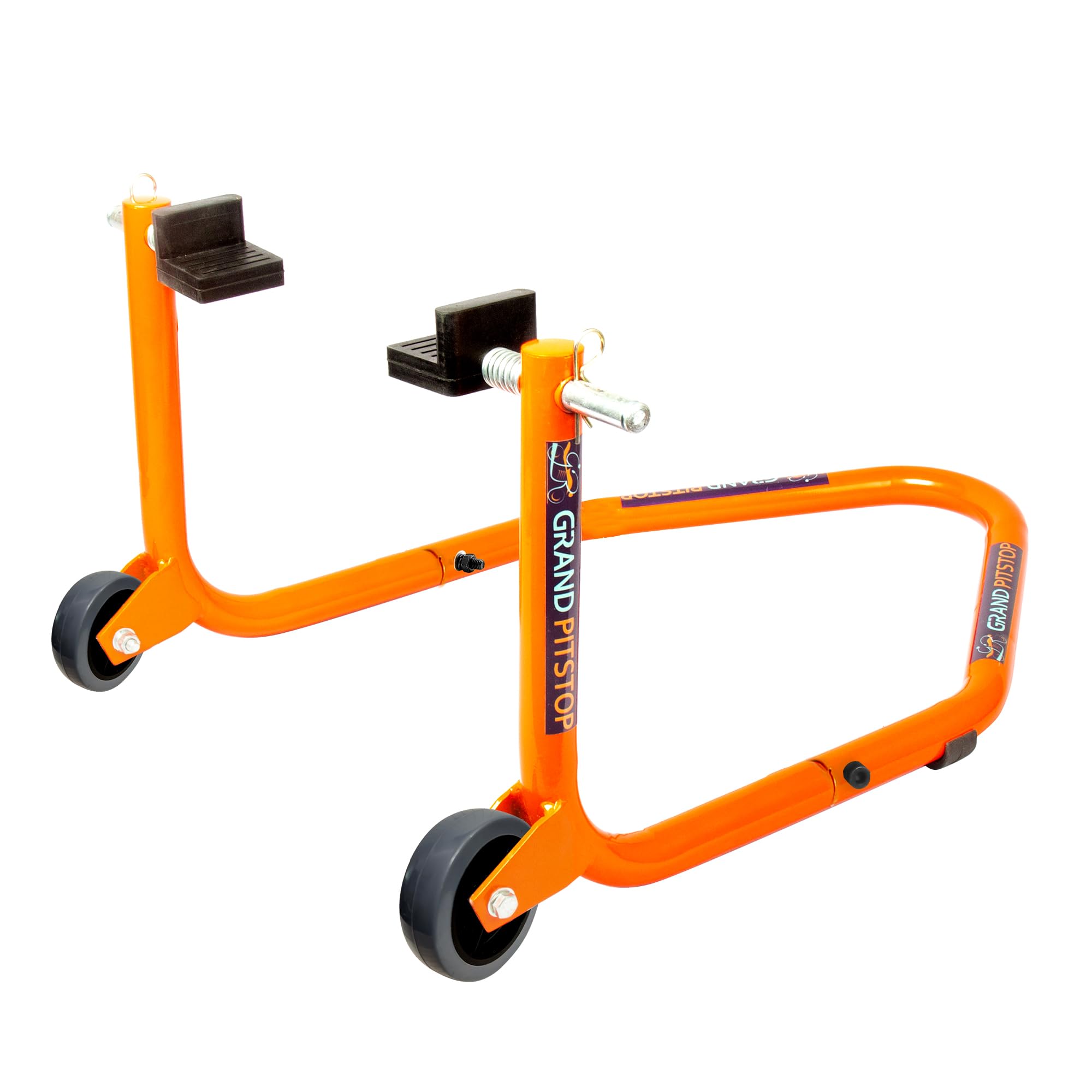 Universal Standard Rear Paddock Stand for Motorcycle with Swingarm Rest (Dismantable, Orange, Motorcycle Weight Up to 185 Kgs)