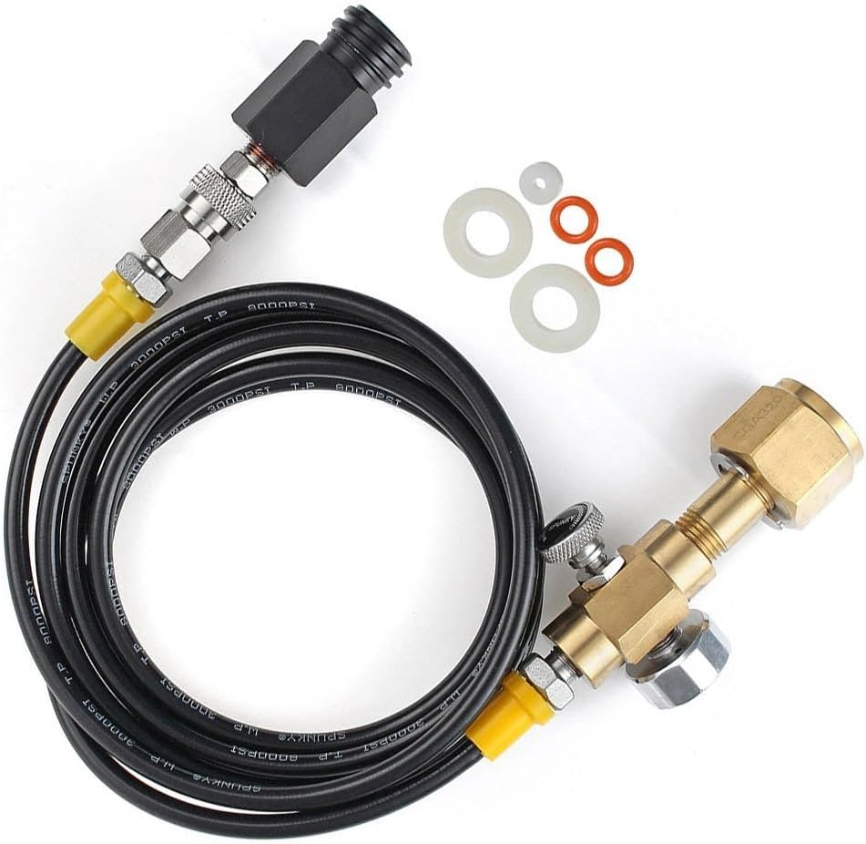 CGA320 Cylinder Quick Connect Refill Adapter Hose Kit with 2m DN3 6mm High Pressure Microbore Tube for Sodastream/Soda-Club Machines Using Large /CO2 Tank Connection