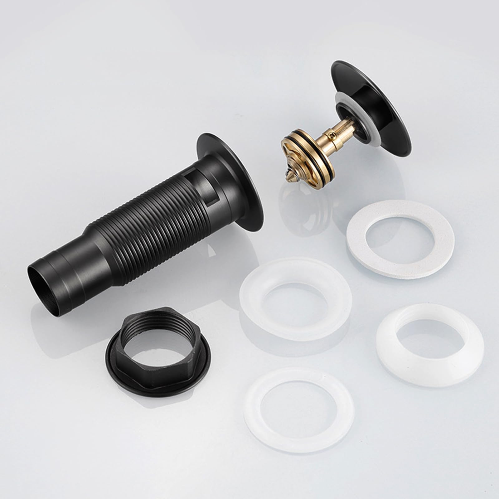 Piletta Lavabo Nero Piletta Lavabo Bagno Pop Up Piletta Di Scarico Lavabo Universale G1 1/4“ Scarico A Scomparsa Tutto In Rame, nero, Ci Sono Dei Buchi