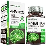 Ambition Nootropic Brain Booster Supplement - Enhance Focus, Boost Memory & Clarity - Achieve Peak Mental Performance w/CDP Choline, Neurofactor, More - 30 Natural Veggie Pills