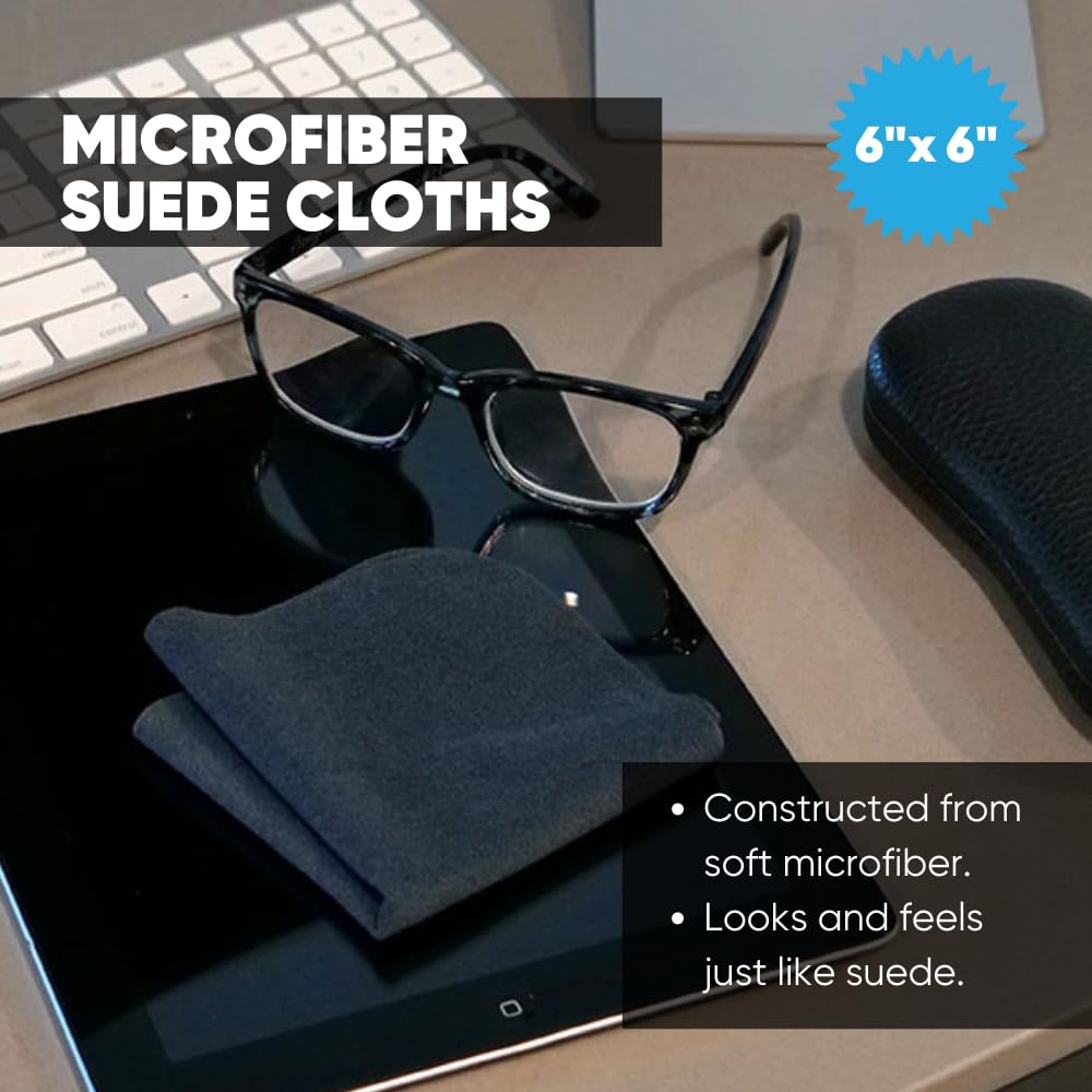 Microfiber Wholesale - Paño de limpieza de lentes de alta calidad | Gris | 6 x 6 pulgadas | 10 unidades | Gamuza de microfibra suave | Tamaño de viaje reutilizable | Sin pelusas, sin arañazos,