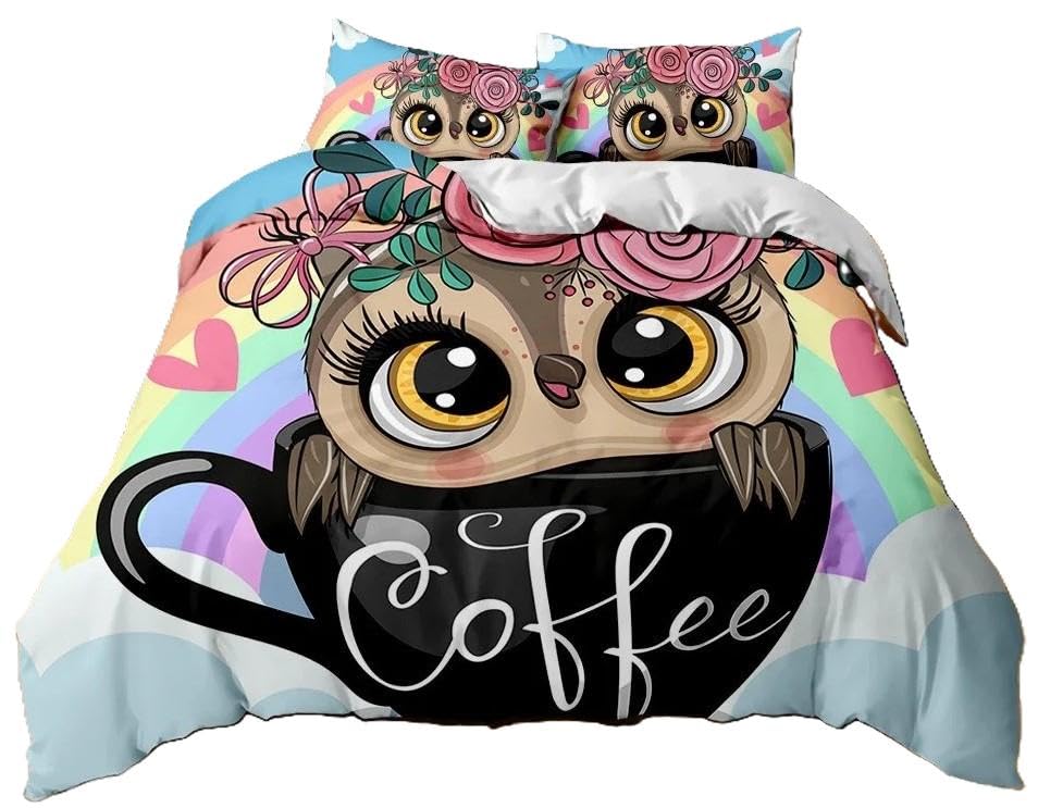 Housse de couette hibou 260 x 220 idéale pour renouveler votre linge de lit fatigué