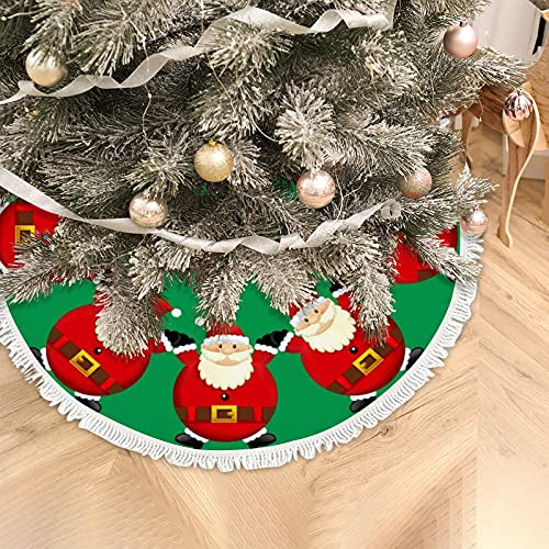 Top Carpenter Funny Santa Claus Christmas Tree Skirt Circle Red Green Xmas Mat 30In Samll Chriatmas With Tassels For New Year Holiday Party Decor (Sdsq001) #TOP4
