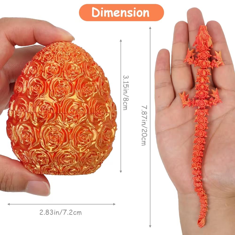 4 Pack 3D Printed Dragon,Dragon Eggs with Dragon Inside - Desktop Decor Collectible, Dragon Toy with Roses Design, for Boys and Girls