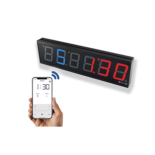 Flex Timer - Home Edition - Bluetooth App-Controlled Wall Mounted 13" LED Gym Clock with Medium 2.3" Digits for CrossFit, Tabata, HIIT, EMOM, MMA, Boxing, Interval Training, Circuits, Workouts