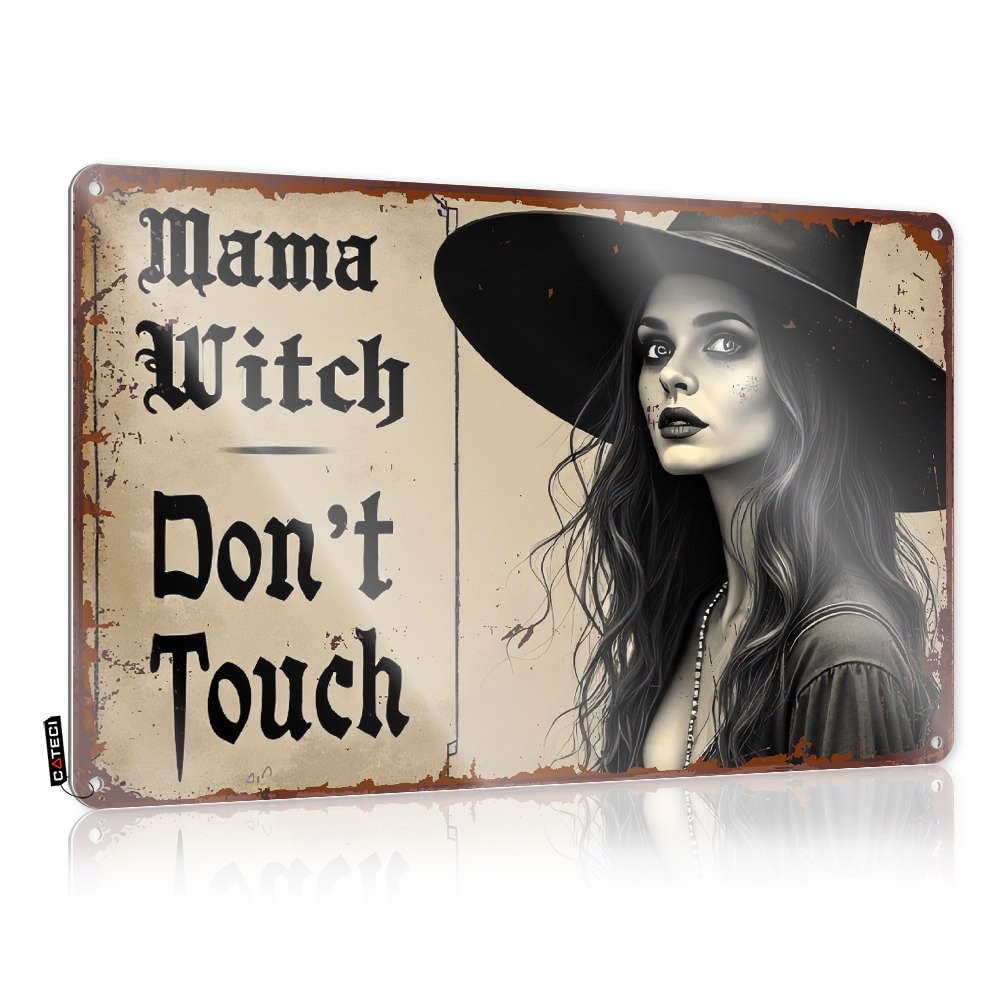 Fzfn Men's Colour Bath Decor Custom Tin Wall Decor | Mama Witch Don't Touch. Humorous For Pub Living Room(20X30cm)